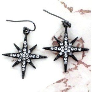 CLEAR CRYSTAL PAVE HEMATITE NORTH STAR EARRINGS